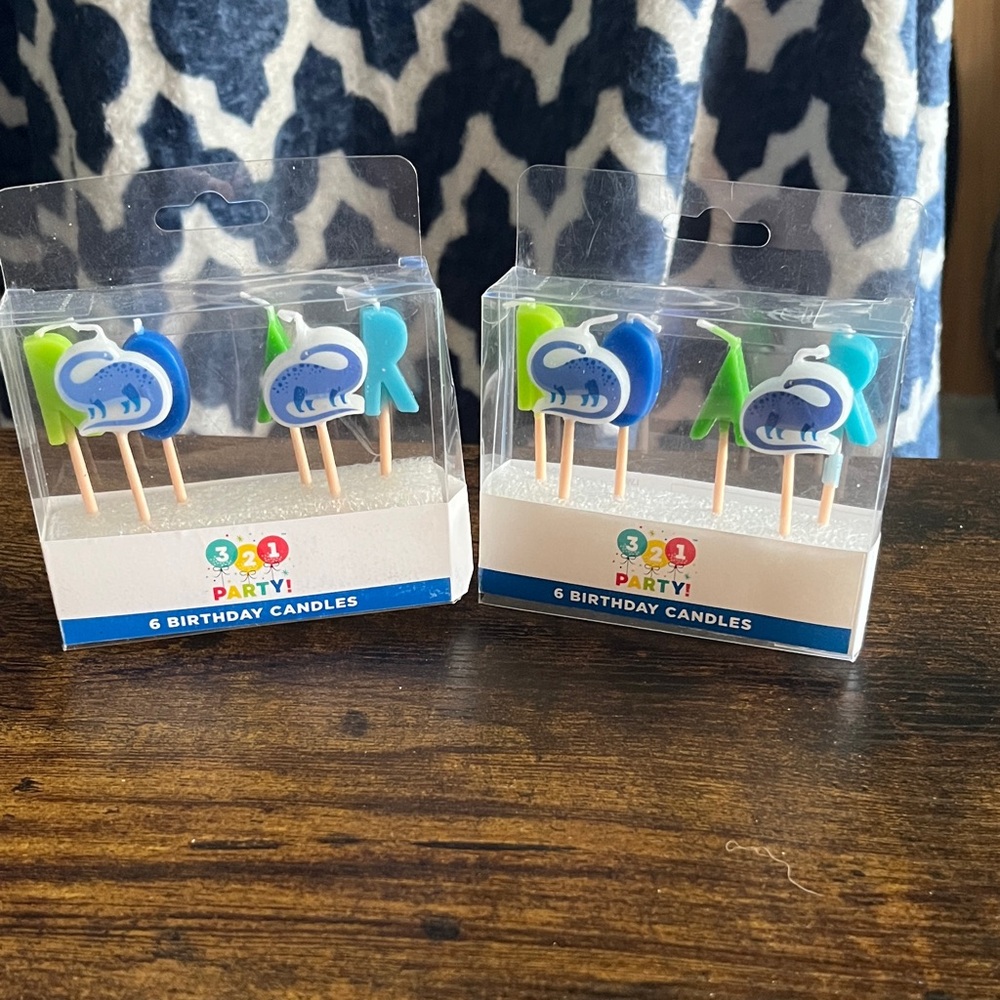 Dinosaur ROAR Blue and Green Birthday Candles